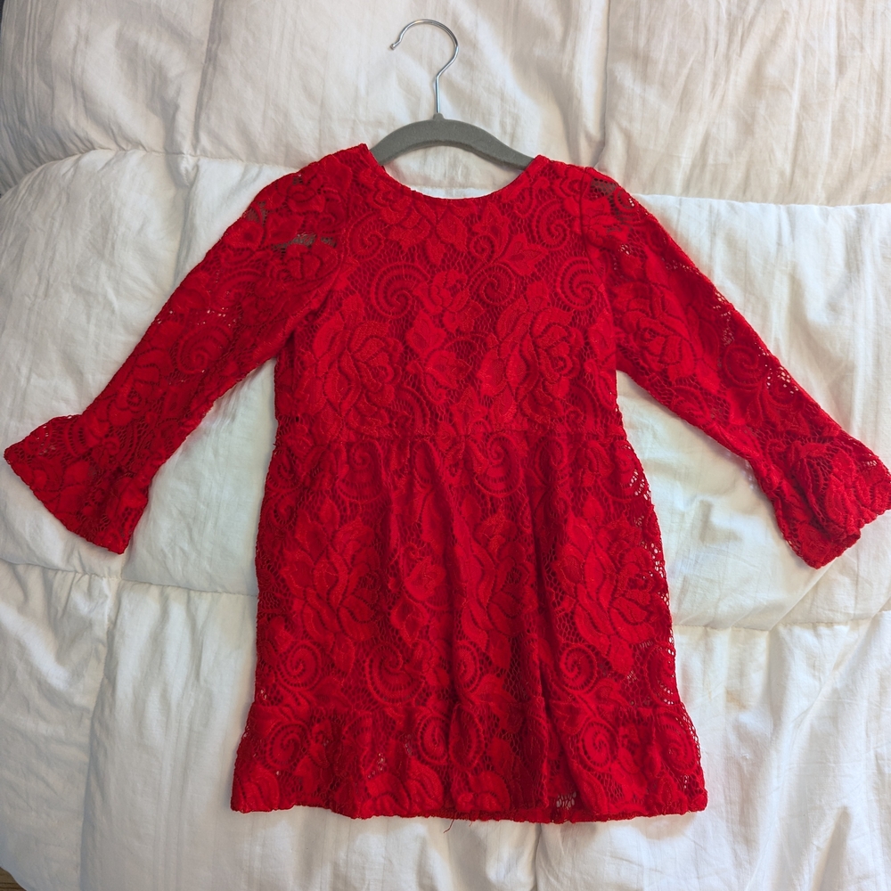 Elegant Red Lace Kids Dress